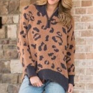 SIMPLY SOUTHERN | LEO SOFT & COZY SWEATER KNIT HEAVYWEIGHT LEOPARD PULLOVER